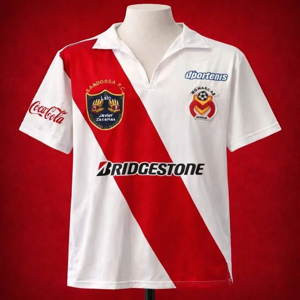 Vintage Sandosa FC Monarcas Mexican League White Red Football Soccer Jersey
